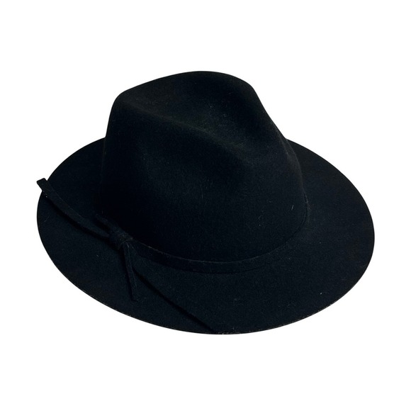 Prana Black Fedora Wool Hat Wide‎ Brim Bow Detail Women main image 4